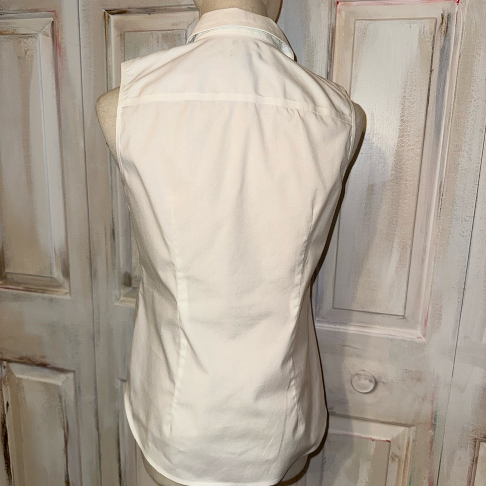Talbots Classic White Button-Down Sleeveless Shirt - image 4
